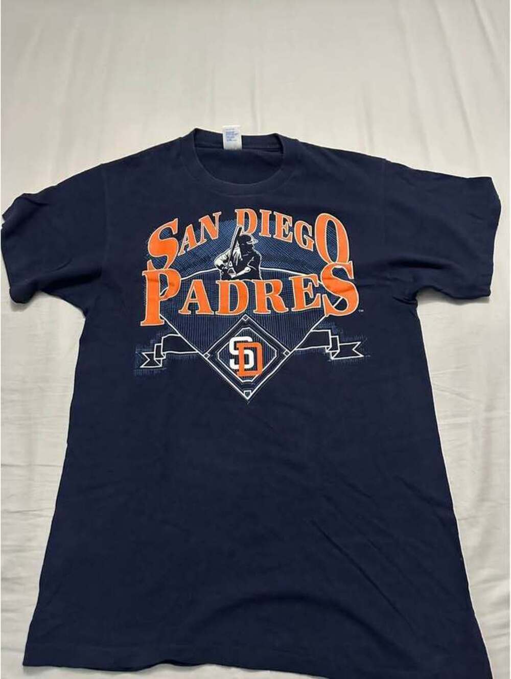 Vintage Logo 7 San Diego Padres Navy Blue T-shirt Medium Used Good $30